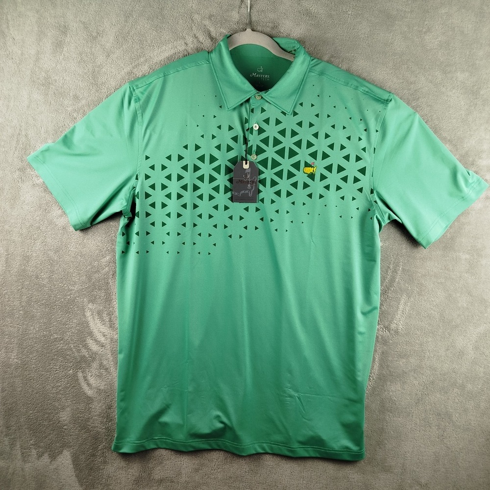 NWT MASTERS TECH Augusta National Triangle Geometric‎ Polo Shirt Mens L Golf